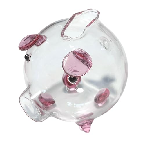 Fenteer Glasschwein-Sparschwein, Tier-Geldbank-Ornament, Aufbewahrungsflasche, Schwein-Figur, Tischdekoration, Geldsparbox für Kinder von Fenteer