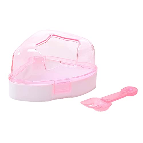 Fenteer Hamster-Sand-Badewanne, einfache Reinigung, langlebig, mit Schaufel, transparenter Hamster-Sandkasten, Sandbad-Box für Zwerghamster, Haustierzubehör, ROSA von Fenteer