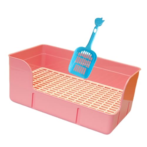 Fenteer Haustier Kaninchen Wurf Töpfchen Zug Frettchen Anti Spritzwasser Pee Pan Tablett Bettpfanne Haustier Toilette Käfig Toilette Bettwäsche Box Käfig, Rosa von Fenteer