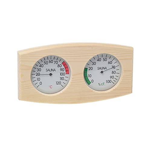 Fenteer Holzmaserung Sauna & Hygrometer Digital Horizontale Holz Hygrothermograph Outdoor Indoor Temp & Feuchtigkeit Messung Sauna von Fenteer