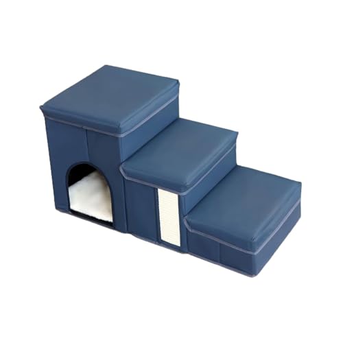 Fenteer Hundetreppe, Haustiertreppe, rutschfeste Unterseite, tragbar, für hohe Betten, Leiter, Hundetreppe, Haustiertreppe für ältere Hunde, kleine, Navy Blau Fenteer Hundetreppe, Haustiertreppe, rutschfeste Unterseite, tragbar, für hohe Betten, Leiter, Hundetreppe, Haustiertreppe für ältere Hunde, kleine, Navy Blau von Fenteer
