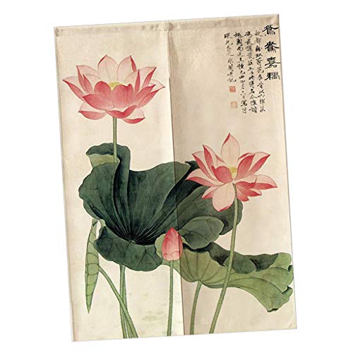 Fenteer Japanische Baumwolle Türvorhang Tür Vorhang Balkonvorhang Deko, Lotus-85x150cm von Fenteer