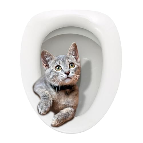 Fenteer Katzen-Toilettensitzbezug-Aufkleber, süße Katzen-Toilettensitzdeckel-Aufkleber, lustige Katzen-Aufkleber, Toilettendeckel-Aufkleber, für Waschraum, L von Fenteer