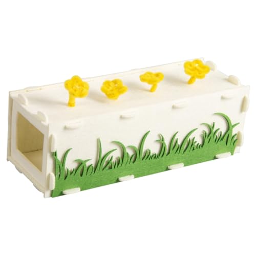 Fenteer Kleintiertunnel, Lebensraum, Hamsterhütte, Filzmaterial, atmungsaktiv, mit Blumendekor, Flexible Käfigdekoration, abnehmbares Design, 30x11.5x10cm von Fenteer