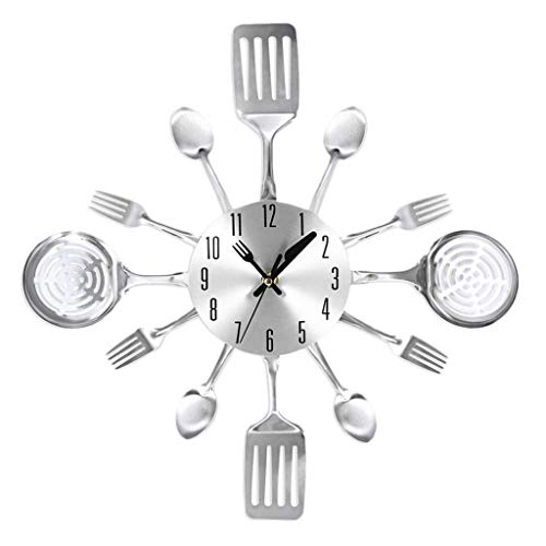 Fenteer Küchenuhr Besteck Uhr Wanduhr Besteckuhr Küche Dekoration, Silber von Fenteer