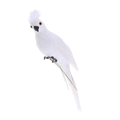 Fenteer Künstliche Ara Papagei Vögel Gefiederte Garten Vögel Figur Simulation Ornamente Dekofigur Teichfigur Garten Dekovogel Gartenfigur - Weiß, 35x10x9cm von Fenteer