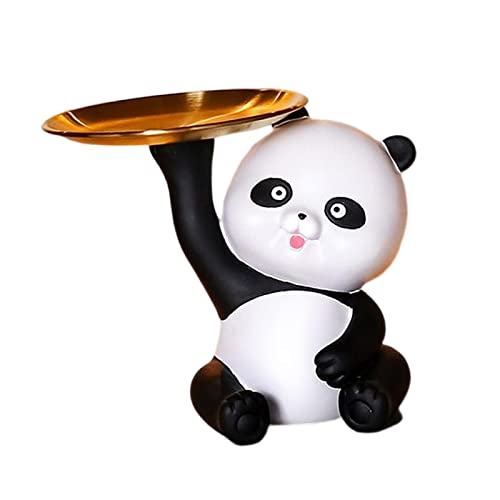 Fenteer Mehrzweck Panda Skulptur Aufbewahrungstablett Aus Harz Aufbewahrungshalter für Kleinigkeiten Zur Dekoration, Schwarz und weiß von Fenteer