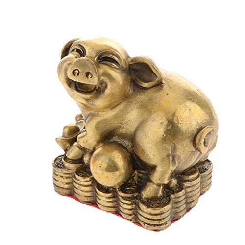 Messing Chinesische Tierkreiszeichen Sternzeichen Figur Tierfigur Feng Shui Reichtum Ornamente, Schwein von Fenteer