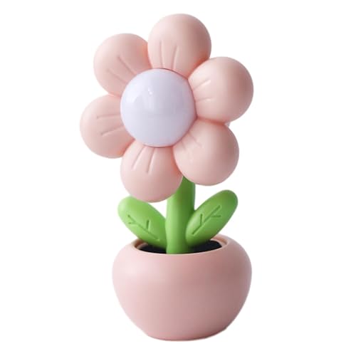 Fenteer Mini-LED-Blumen-Nachtlicht, Schlafzimmer-Ambiente, Lampe, kleines Nachtlicht, Topfblumen-Lampe, Tischlampen für Desktop-Wohnzimmer, Rosa von Fenteer