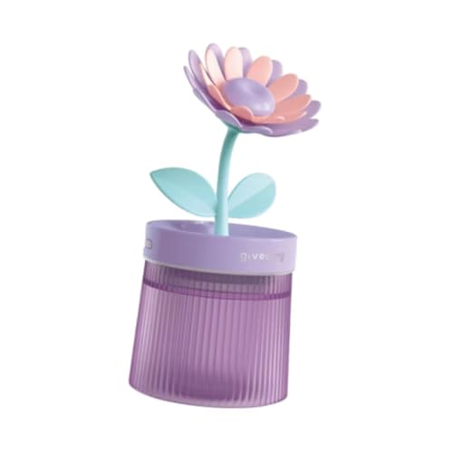 Fenteer Mini Luftbefeuchter Blumenform - USB Tragbarer Luftbefeuchter mit 2 Nebelmodi & Nachtlicht - 260ml Kapazität für Schlafzimmer, Büro & Auto, Violett von Fenteer