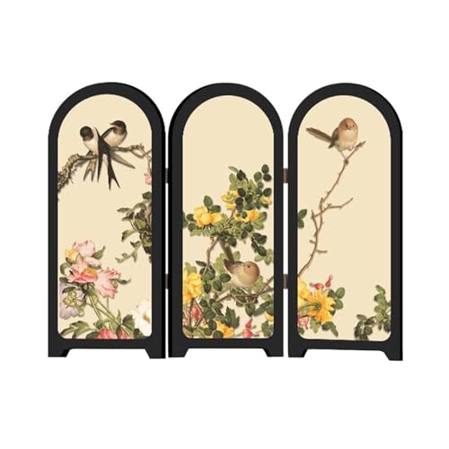Fenteer Mini-Paravent im chinesischen Design, Ornament mit Vogel- und Blumendruck, traditionelles Landschaftsbauhandwerk, Kleiner Tischteiler für den Kamin, Style B Fenteer Mini-Paravent im chinesischen Design, Ornament mit Vogel- und Blumendruck, traditionelles Landschaftsbauhandwerk, Kleiner Tischteiler für den Kamin, Style B von Fenteer