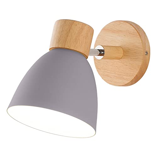 Fenteer Moderne minimalistische Wandlampe Holz E27 Macaron Nachttischlampe Wandleuchten für Restaurant Aufenthaltsraum Gang Home Beleuchtung, GRAU von Fenteer