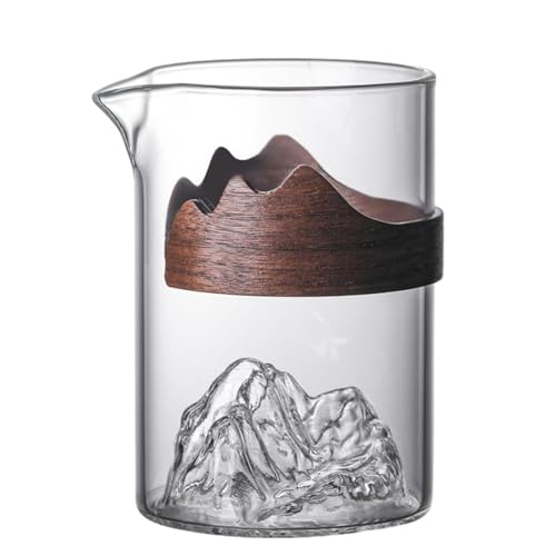 Fenteer Mountain Japanischer Milchkännchen aus Glas, Teekrug aus Glas, 330 ml, mit Griff, Teekanne, handgefertigter Teekessel, Trinkgeschirr, Teetasse von Fenteer