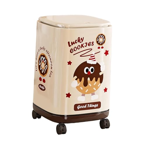 Fenteer Mülleimer mit Rädern und Deckeleimer 23 cm x 23 cm x 36 Stabile Mülltonne Mülltonne für Esszimmer Schlafzimmer Wohnheim Restaurant von Fenteer