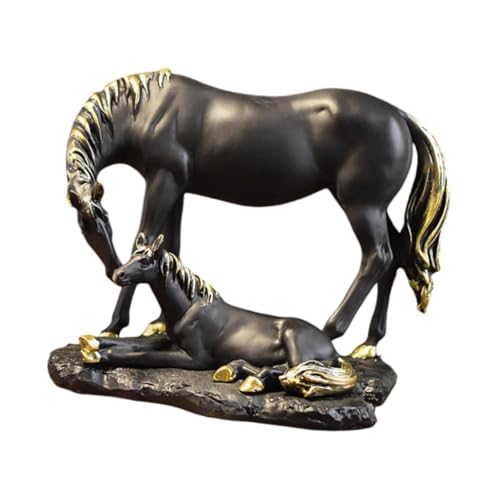 Fenteer Ornament Harz Pferd Statue Mutter und Kind Pferd Ständer Kaminsims Büro Regal Akzente Eingang Home Dekorationen Figuren, Schwarz Fenteer Ornament Harz Pferd Statue Mutter und Kind Pferd Ständer Kaminsims Büro Regal Akzente Eingang Home Dekorationen Figuren, Schwarz von Fenteer
