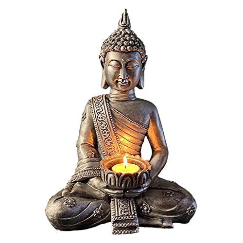 Fenteer Ornamente Statue Buddha Statue Wohnkultur, Harz Buddha Teelichthalter, Figuren Dekoration Kerzenhalter, Garten Skulptur, C von Fenteer