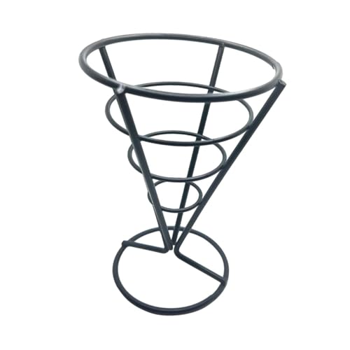 Fenteer Pommes-Frites-Ständer, kegelförmiger Pommes-Frites-Halter, Präsentationsständer für gebratenes Hähnchen, Pommes-Frites-Halter, Iron Art Snackkorb, Schwarz von Fenteer