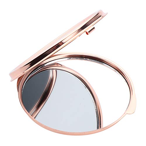 Fenteer Reise Portable, versetzbar Doppelseitig Taschenspiegel Kompakter Schminkspiegel Klappbar Kosmetikspiegel, Rose Golden von Fenteer
