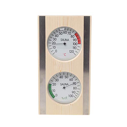 Fenteer Sauna Thermo-Hygrometer, Holzmaserung Sauna Thermometer & Hygrometer 2 in 1 Holz Hygrothermograph Outdoor Sauna Innen Haushalt Zubehör von Fenteer