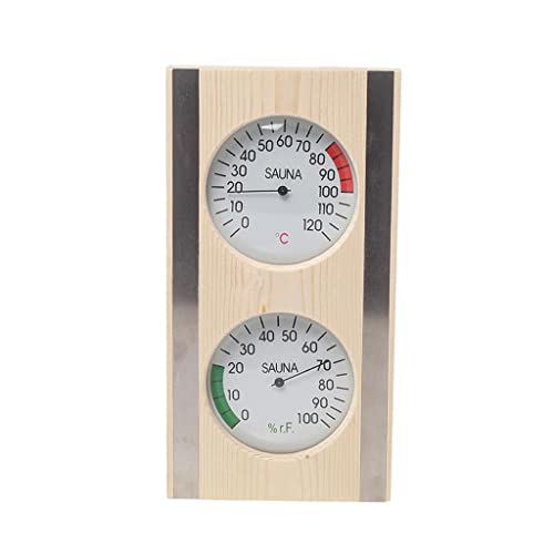 Fenteer Sauna Thermo-Hygrometer, Holzmaserung Sauna Thermometer & Hygrometer 2 in 1 Holz Hygrothermograph Outdoor Sauna Innen Haushalt Zubehör von Fenteer