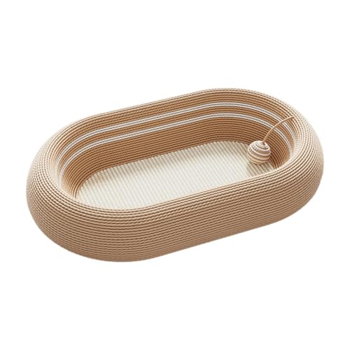 Fenteer Sisalbett Katzenkratzbrett Heimtierbedarf Sisal mit Balljagd Schleifklauen Schutz Katzenkratzunterlage Schüssel, Braun Weiß von Fenteer