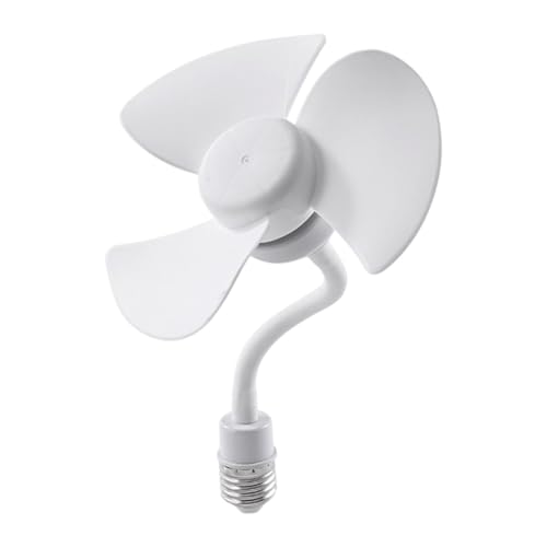 Fenteer Socket Lüfter E27 Basis Deckenventilator Mini Stille Arbeit 3 ​​Klinge Easy Starker Wind für Wohnzimmer Garage Küchenwohnheim Innenräume, mit Einstellbarem Schlauch, 16cm von Fenteer