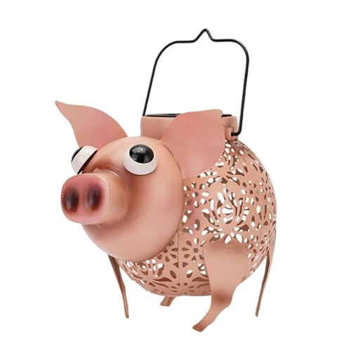 Fenteer Solarleuchte für den Garten, Schwein, Dekoration für den Außenbereich, Hängelaterne in Tierform, Terrassendekoration, Ornament, Bauernhof, von Fenteer