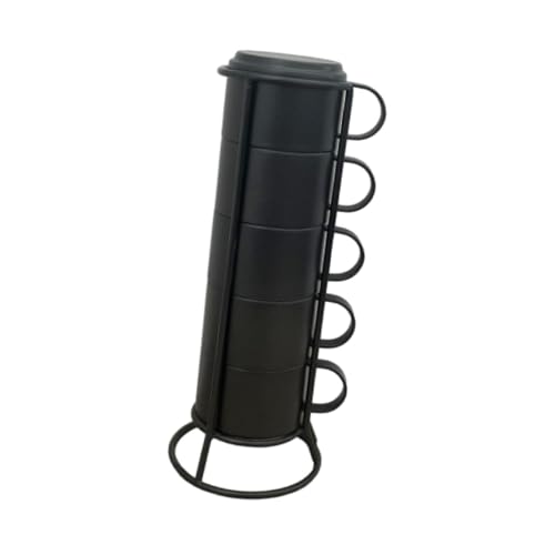 Fenteer Stapelbare Teetassen, Espressotassen-Set, leicht zu reinigen, Jede Tasse, 100 ml, Cappuccinotassen, Teetassen für Hotel, Büro, Latte, Küche, Schwarz, 5 Stück von Fenteer