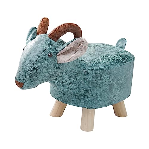 Fenteer Tier-Fußhocker, Holz-Fußstütze, multifunktional, Cartoon-Sofa, Teehocker, Bank für Schlafzimmer, Eingangsbereich, Spielzimmer, drinnen und, Blaue Ziege von Fenteer