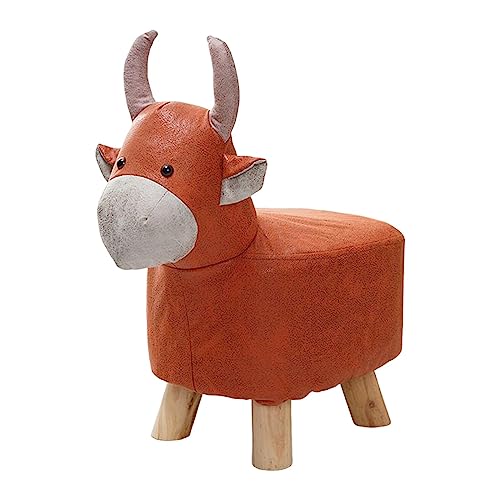 Fenteer Tier-Fußhocker, Holz-Fußstütze, multifunktional, Cartoon-Sofa, Teehocker, Bank für Schlafzimmer, Eingangsbereich, Spielzimmer, drinnen und, rote Kuh von Fenteer