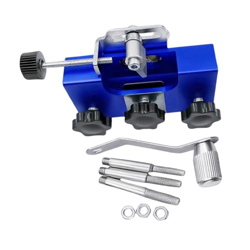 Fenteer Vorrichtung zum Schärfen von Kettensägenzähnen mit 3 Fräsern für Handwerker, multifunktional, 8,6 x 1,7 x 3,9 cm, handbetrieben, Blau von Fenteer