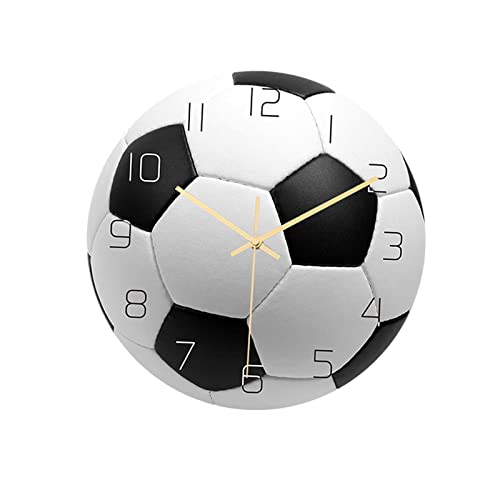 Fenteer -Wanduhr, 30,5 cm, lautlos, Nicht, hängende Wanduhr, batteriebetrieben, Schlafzimmer, Aufenthaltsraum, Geschenk, Fußball von Fenteer