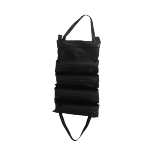 Fenteer Werkzeugträger, Werkzeugrolle, tragbar, leicht, vielseitig verwendbar, Aufbewahrungskoffer mit Mehreren Taschen für Dekorateure, Bauarbeiter, Schwarz von Fenteer