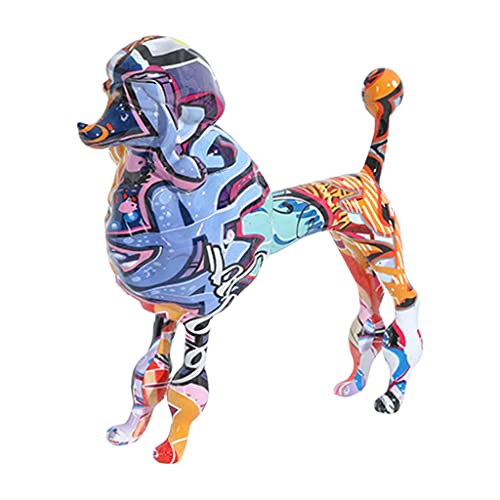 Harz Bunte Hund Figurine Graffiti Statue Ornament Sammlung Erwachsene Einzugsgeschenk Hause Schlafzimmer Aufenthaltsraum Auto von Fenteer