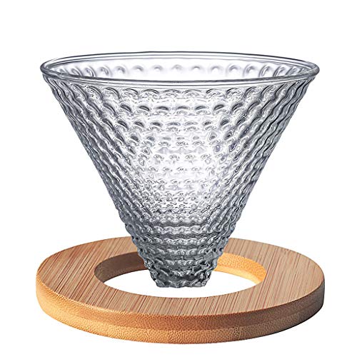 Fenteer Kaffeefilter aus Glas zur Wiederverwendung Filteraufsatz Extremer Sicherer Stand Leichte Reinigung für Kaffeekanne als Geschenke, Kaffeefilter mit Untersatz von Fenteer