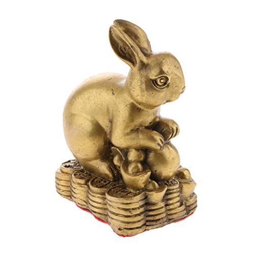 Messing Chinesische Tierkreiszeichen Sternzeichen Figur Tierfigur Feng Shui Reichtum Ornamente, Hase von Fenteer