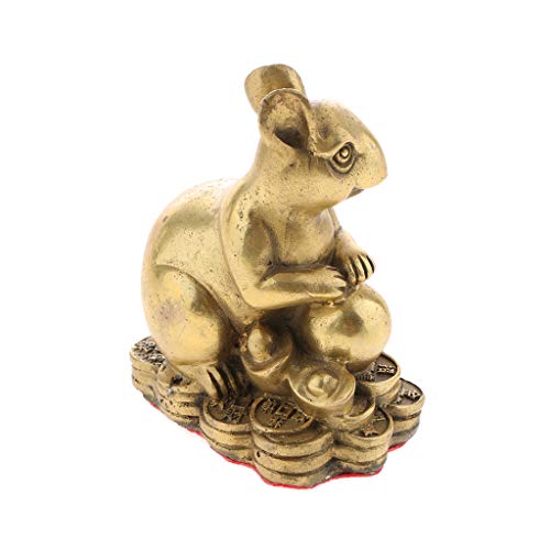 Messing Chinesische Tierkreiszeichen Sternzeichen Figur Tierfigur Feng Shui Reichtum Glücksbringer Ornamente - Ratte von Fenteer