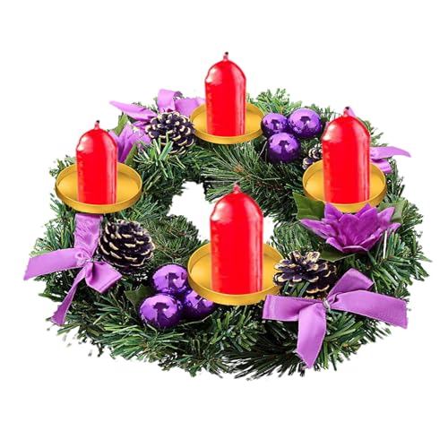 Fenytay Adventskranz, Kerzenständer Rund, Weihnachtsdeko Adventsgesteck Weihnachtsgesteck, Weihnachtskranz Dekokranz Kerzenkranz Adventsleuchter, Weihnachts-Adventskranz, Weihnachtsdeko Tischkranz von Fenytay