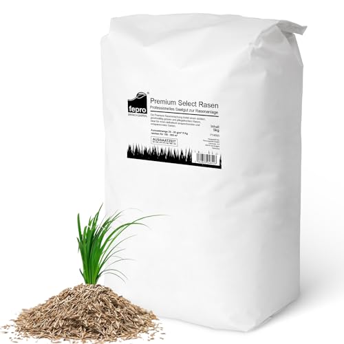 5kg Premium Rasensamen für Profis 200m², Zierrasen Superrasen, besonders dichtwachsend und tiefgrün, ideal für Neuansaat und Nachsaat, Rasensaat Grassamen von Fepro