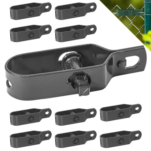 Fepro® Drahtspanner verzinkt, anthrazit kunststoffbeschichtet, 100mm - 10 Stück, ideal für Maschendrahtzaun Spanndraht, Zaunspanner, Drahtzaun Spanner für Garten Spanndraht Wildzaun Forstzaun von Fepro