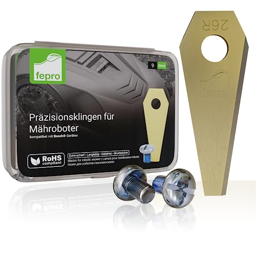Fepro® Profi Ersatzmesser für Mähroboter - kompatibel mit Bosch Indego - 9 Stück, Universal Ersatzklingen für Rasenroboter Messer Messerset Mähroboterklingen von Fepro