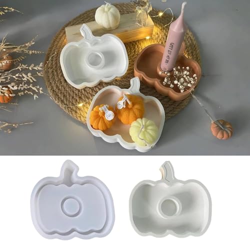 4 Stuck Silikonform Gießformen Herbst Kürbis, Silikonform Halloween Kürbis, Gießformen Silikon Halloween, Silikonformen Herbst, Gipsformen zum Gießen für DIY Deko Herbstdeko Weihnachten (B) von Ferakum