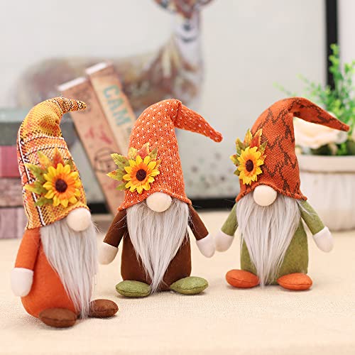 Ferakum 2 Stück Herbst deko Wichtel, Herbst Dekoration Wichtel mit Sonnenblume Ahornblatt Deko, Handgefertigt Herbstdeko Wichtel Figuren Für Erntedankfest Thanksgiving Herbstdeko Innen (3 Stück) von Ferakum