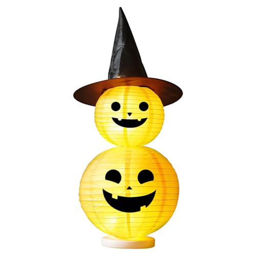 Halloween Deko Kürbis Laterne mit LED Licht Halloween Deko Herbst Kürbis Laterne Für Herbst Innen Outdoor Leuchtende Herbstdeko Kürbisse Papierlaterne Kürbislaterne Für Garten Terrasse (95cm) von Ferakum