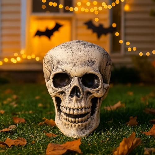 Halloween Dekoration Horror Skelett Schädel 3 Stück Skelett Totenkopf Deko Realistische Grabstein Grausigkeit Schädel Vergraben Kopf Und Hände Garten Schädel Deko Outdoor (2) von Ferakum