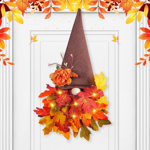 Türkranz Herbst, Herbstdeko Tür Wichtel Künstliche Herbstkranz Haustür Haustür mit Lichterkette & Ahornblatt, Herbstdeko Türkranz Batteriebetrieben für Erntedankfest Herbst Halloween Deko (02) Türkranz Herbst, Herbstdeko Tür Wichtel Künstliche Herbstkranz Haustür Haustür mit Lichterkette & Ahornblatt, Herbstdeko Türkranz Batteriebetrieben für Erntedankfest Herbst Halloween Deko (02) von Ferakum