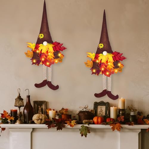 Türkranz Herbst, Herbstdeko Tür Wichtel Künstliche Herbstkranz Haustür Haustür mit Lichterkette & Ahornblatt, Herbstdeko Türkranz Batteriebetrieben für Erntedankfest Herbst Halloween Deko (01 * 2) Türkranz Herbst, Herbstdeko Tür Wichtel Künstliche Herbstkranz Haustür Haustür mit Lichterkette & Ahornblatt, Herbstdeko Türkranz Batteriebetrieben für Erntedankfest Herbst Halloween Deko (01 * 2) von Ferakum