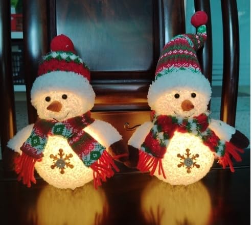 Weihnachtsdeko Schneemann mit LED Licht, 2 Stück Weihnachten Wichtel Figuren Weihnachts Tischdeko Weihnachten Deko Figur für Weihnachtsdeko Innen Kamin Büro Zimmer Geschenke (B) von Ferakum