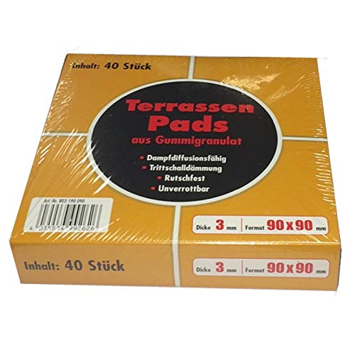 90x90x3 mm Terrassen-Gummi-Pads / Unterlage für Unterkonstruktion / 40 Stück von Ferax