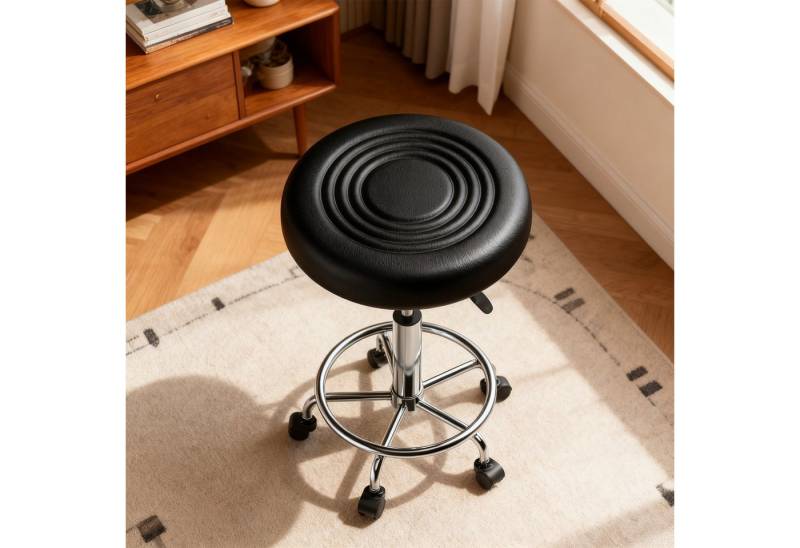Ferghana Drehstuhl Rollhocker Höhenverstellbar,Hocker mit Rollen, Kunstleder Polsterung (40-60 cm Sitzhöhe, Bürohocker), 360° Drehhocker Hocker, Arbeitshocker, Bequem und Leicht von Ferghana